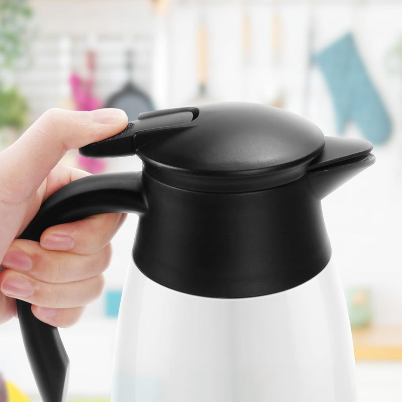 GearRoot 70oz Coffee Carafe Airpot Insulated Coffee Urn Stainless Steel Vacuum Thermal Pot Flask Dispenser for Coffee, Hot Water, Tea, Hot Beverage - Keep 12 Hours Hot, 24 Hours Cold -White - Image 5